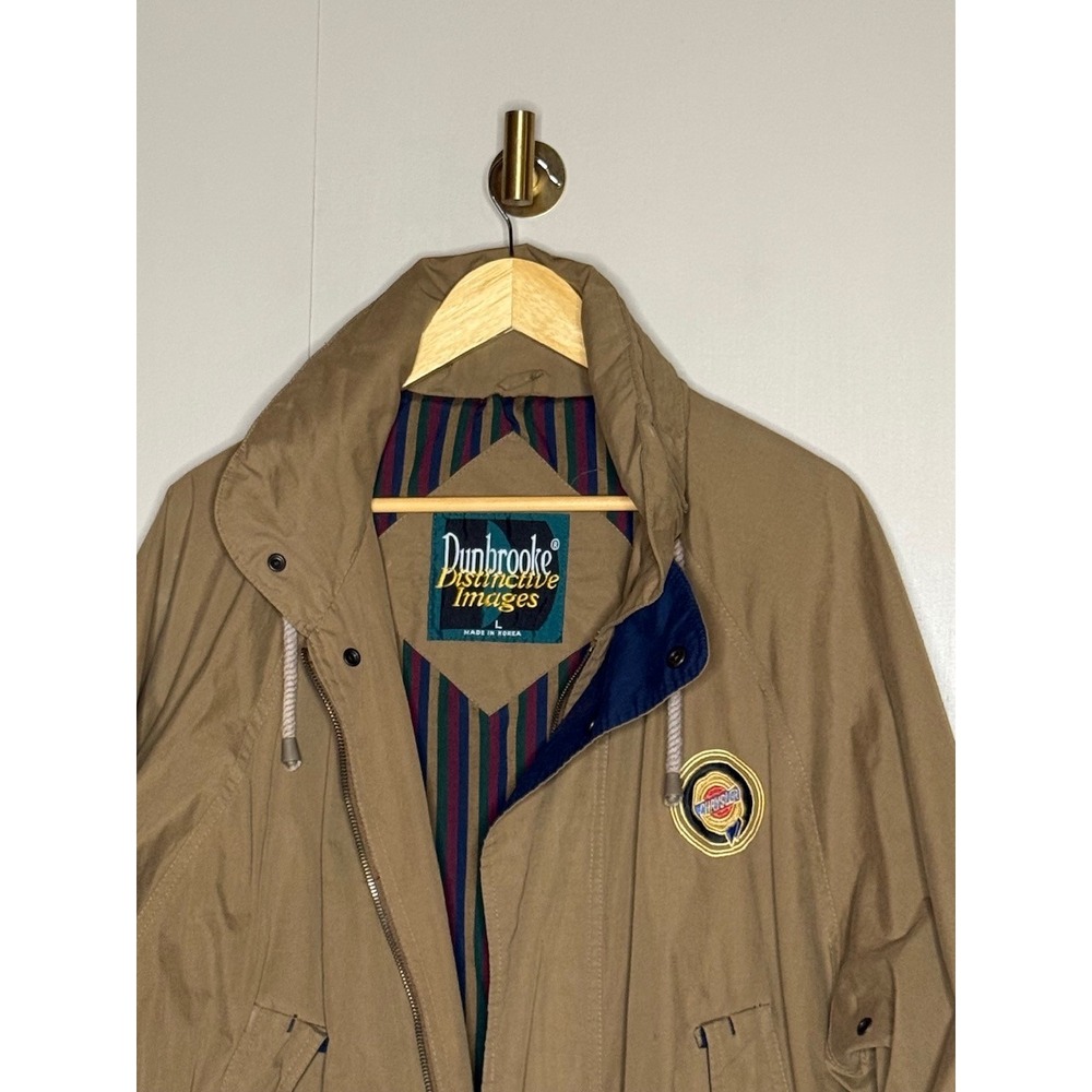 Vintage Dunbrooke Chrysler Windbreaker Jacket Tan Oversized 90s L - Picture 3 of 8